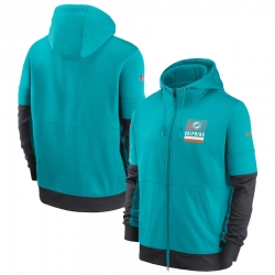 Men Miami Dolphins New 2020 Nike Aque Black Fan Gear Mascot Performance Full Zip Hoodie