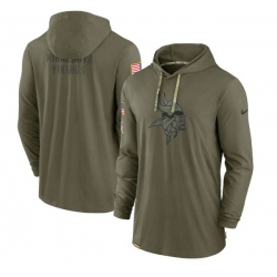 Men Minnesota Vikings 2022 Olive Salute To Service Tonal Pullover Hoodie