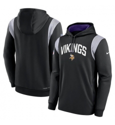 Men Minnesota Vikings Black Sideline Stack Performance Pullover Hoodie 001