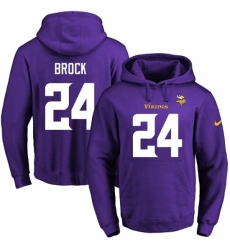 NFL Mens Nike Minnesota Vikings 24 Tramaine Brock Purple Name Number Pullover Hoodie