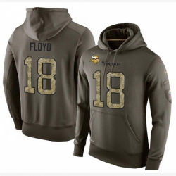 NFL Nike Minnesota Vikings 18 Michael Floyd Green Salute To Service Mens Pullover Hoodie