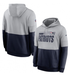 Men New England Patriots Nike Sideline Impact Lockup Performance Pullover Hoodie Gray Navy