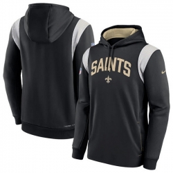 Men New Orleans Saints Black Sideline Stack Performance Pullover Hoodie 001