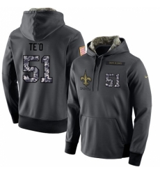 NFL Mens Nike New Orleans Saints 51 Manti Teo Stitched Black Anthracite Salute to Service Player Performance Hoodie