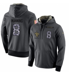 NFL Mens Nike New Orleans Saints 8 Archie Manning Stitched Black Anthracite Salute to Service Player Performance Hoodie