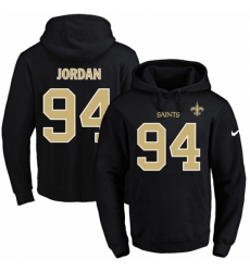 NFL Mens Nike New Orleans Saints 94 Cameron Jordan Black Name Number Pullover Hoodie