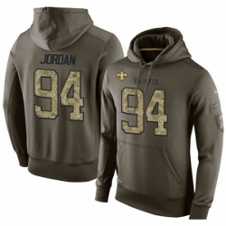 NFL Nike New Orleans Saints 94 Cameron Jordan Green Salute To Service Mens Pullover Hoodie