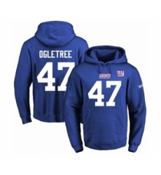 Football Mens New York Giants 47 Alec Ogletree Royal Blue Name Number Pullover Hoodie