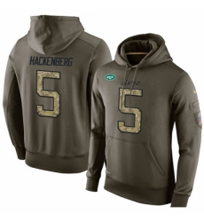 NFL Nike New York Jets 5 Christian Hackenberg Green Salute To Service Mens Pullover Hoodie