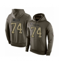 Football Mens Oakland Raiders 74 Kolton Miller Green Salute To Service Pullover Hoodie