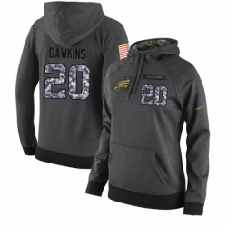 NFL Womens Nike Philadelphia Eagles 20 Brian Dawkins Stitched Black Anthracite Salute to Service Player Performance Hoodie