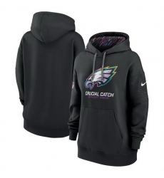 Women Philadelphia Eagles Black 2024 Crucial Catch Club Pullover Hoodie