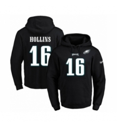 Football Mens Philadelphia Eagles 16 Mack Hollins Black Name Number Pullover Hoodie