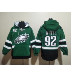 Men Philadelphia Eagles 92 Reggie White Green Ageless Must Have Lace Up Pullover Hoodie