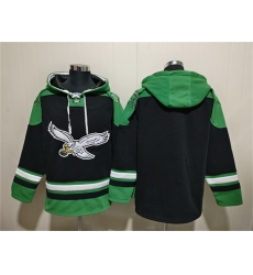 Men Philadelphia Eagles Blank Black Ageless Must Have Lace Up Pullover Hoodie