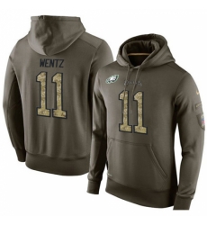 NFL Nike Philadelphia Eagles 11 Carson Wentz Green Salute To Service Mens Pullover Hoodie