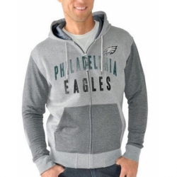 NFL Philadelphia Eagles G III Sports by Carl Banks Safety Tri Blend Full Zip Hoodie Heathered Gray