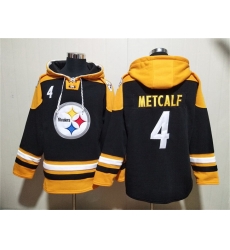 Men Pittsburgh Steelers 4 DK Metcalf Black Ageless Must Have Lace Up Pullover Hoodie