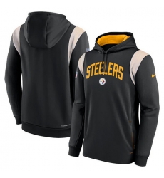 Men Pittsburgh Steelers Black Sideline Stack Performance Pullover Hoodie 001