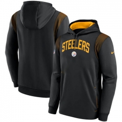 Men Pittsburgh Steelers Black Sideline Stack Performance Pullover Hoodie 002