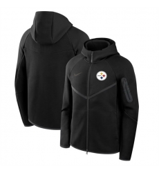Men Pittsburgh Steelers Black Tech Fleece Full Zip Windrunner Hoodie