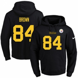 NFL Mens Nike Pittsburgh Steelers 84 Antonio Brown BlackGold No Name Number Pullover Hoodie