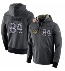 NFL Mens Nike Pittsburgh Steelers 84 Antonio Brown Stitched Black Anthracite Salute to Service Player Performance Hoodie