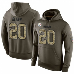 NFL Nike Pittsburgh Steelers 20 Rocky Bleier Green Salute To Service Mens Pullover Hoodie