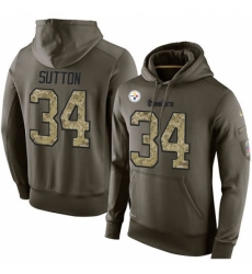 NFL Nike Pittsburgh Steelers 34 Cameron Sutton Green Salute To Service Mens Pullover Hoodie