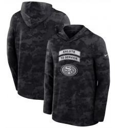 Men San Francisco 49ers Black 2026 Salute to Service Sideline Lightweight Hoodie Dri FIT Long Sleeve Top