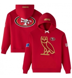 Men San Francisco 49ers OVO Scarlet Icon Team Pullover Hoodie