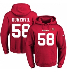 NFL Mens Nike San Francisco 49ers 58 Elvis Dumervil Red Name Number Pullover Hoodie