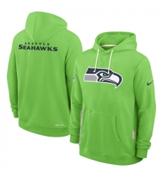 Men Seattle Seahawks Neon Green Sideline Standard Issue Initial Home Dri FIT Pullover Hoodie