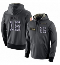 NFL Mens Nike Seattle Seahawks 16 Tyler Lockett Stitched Black Anthracite Salute to Service Player Performance Hoodie