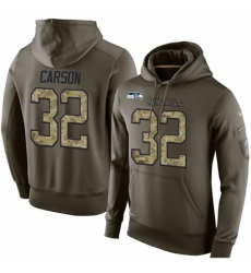 NFL Nike Seattle Seahawks 32 Chris Carson Green Salute To Service Mens Pullover Hoodie