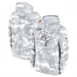 Men Tampa Bay Buccaneers 2024 Arctic Camo Salute To Service Club Fleece Pullover Stitched Hoodie