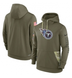 Men Tennessee Titans 2022 Olive Salute To Service Therma Performance Pullover Hoodie