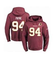 Football Mens Washington Redskins 94 DaRon Payne Burgundy Red Name Number Pullover Hoodie