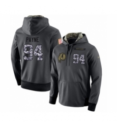 Football Washington Redskins 94 DaRon Payne Stitched Black Anthracite Salute to Service Player Performance Hoodie