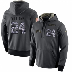 NFL Mens Nike Los Angeles Chargers 24 Trevor Williams Stitched Black Anthracite Salute to Service Player Performance Hoodie