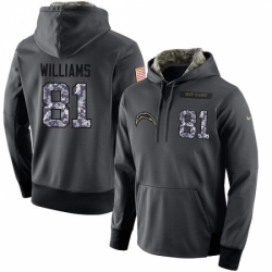 NFL Mens Nike Los Angeles Chargers 81 Mike Williams Stitched Black Anthracite Salute to Service Player Performance Hoodie