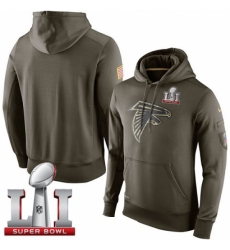 NFL Mens Atlanta Falcons Nike Olive Salute To Service KO Performance Super Bowl LI 51 Hoodie