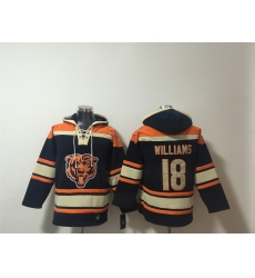 Men Chicago Bears  18 Caleb Williams Navy Ageless Must Have Lace Up Pullover Hoodie