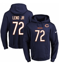 NFL Mens Nike Chicago Bears 72 Charles Leno Navy Blue Name Number Pullover Hoodie