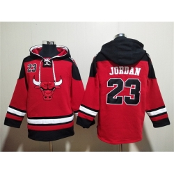 Men Chicago Bulls 23 Michael Jordan Red Black Ageless Must Have Lace Up Pullover Hoodie