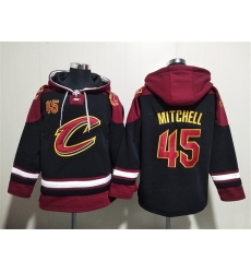 Men Cleveland Cavaliers 45 Donovan Mitchell Black Red Ageless Must Have Lace Up Pullover Hoodie