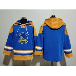 Men Golden State Warriors Blank Blue Yellow Lace Up Pullover Hoodie