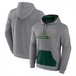 Men Milwaukee Bucks Off The Bench Color Block Heathered Gray Pullover Hoodie