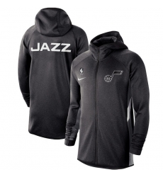 Men Nike Utah Jazz Heather Black Authentic Showtime Therma Flex Performance Full Zip Hoodie