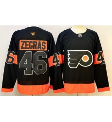 Men Philadelphia Flyers 46 Trevor Zegras Black 2024 Stitched Jersey